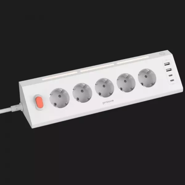 Мережевий фільтр Proove Prism Socket (5 розеток + 2 Type-C + 2 USB) 1.6M