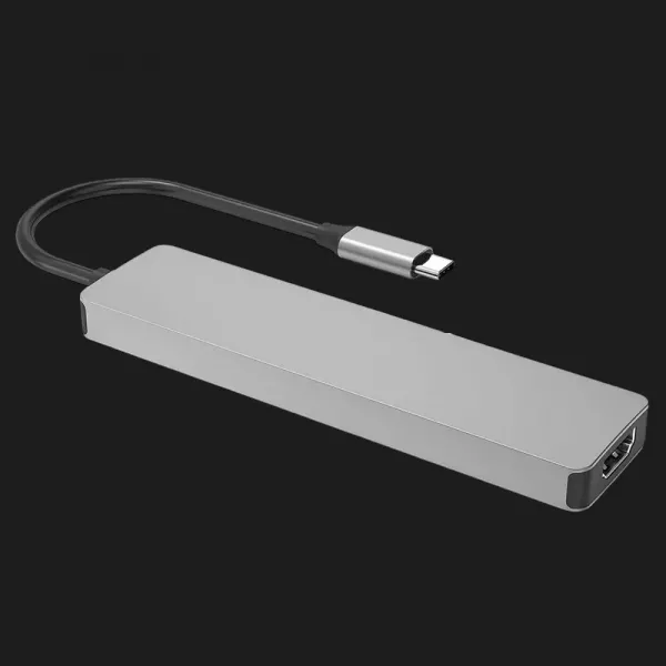 Адаптер Proove Iron Link 7 in 1 (2*Type-C + 2*USB3.0 + HDMI + SD/TF) (Silver)