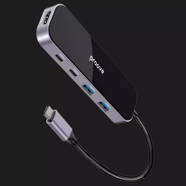 Адаптер Proove Shadow (2*USB3.0 + Type-C + PD100W + HDMI) (Dark Gray)