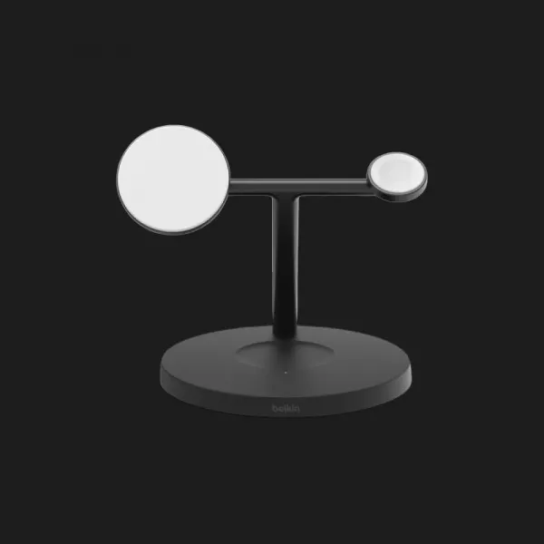 Безпровідна зарядка Belkin 3в1 Wireless Charging Stand with Qi2 15W (Black)
