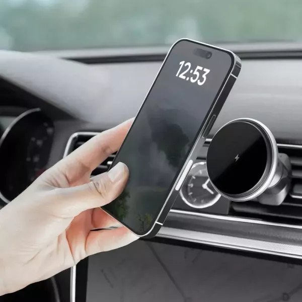 Автомобільний тримач з бездротовим зарядним пристроєм Proove Light Circle 15W (Black)