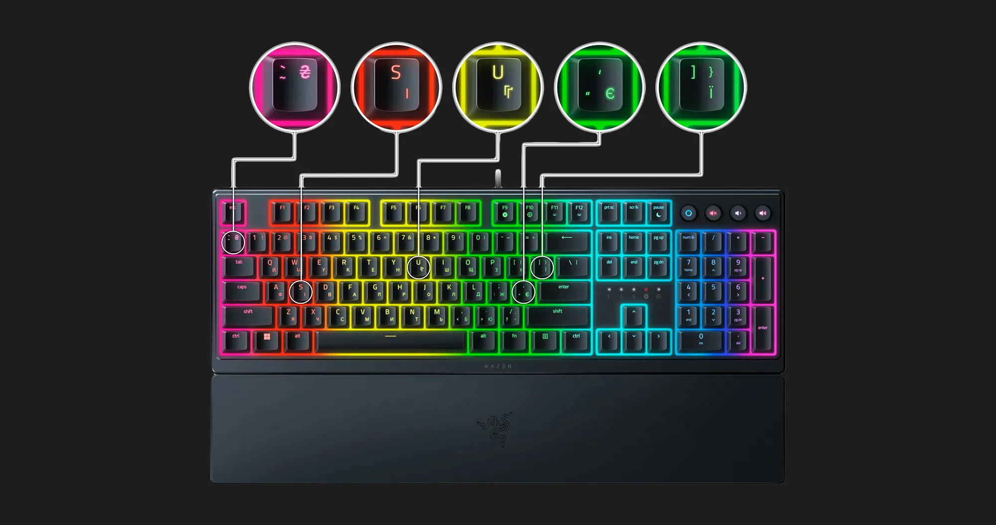 Клавіатура ігрова RAZER Ornata V3 TKL UKR (Black) (RZ03-04881800-R371) (Standard)