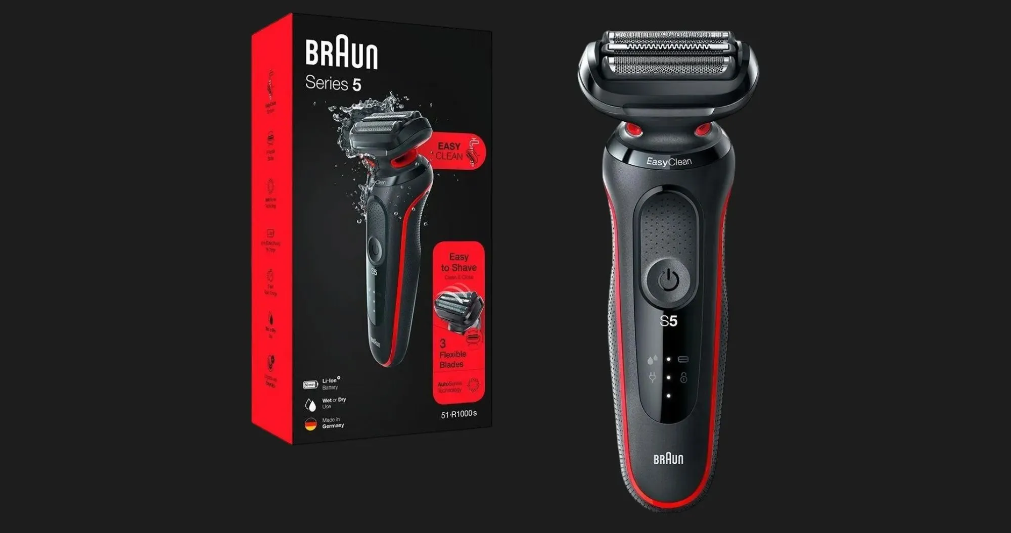 Електрична бритва BRAUN Series 5 Wet&Dry (51-R1000s) (Black/Red)
