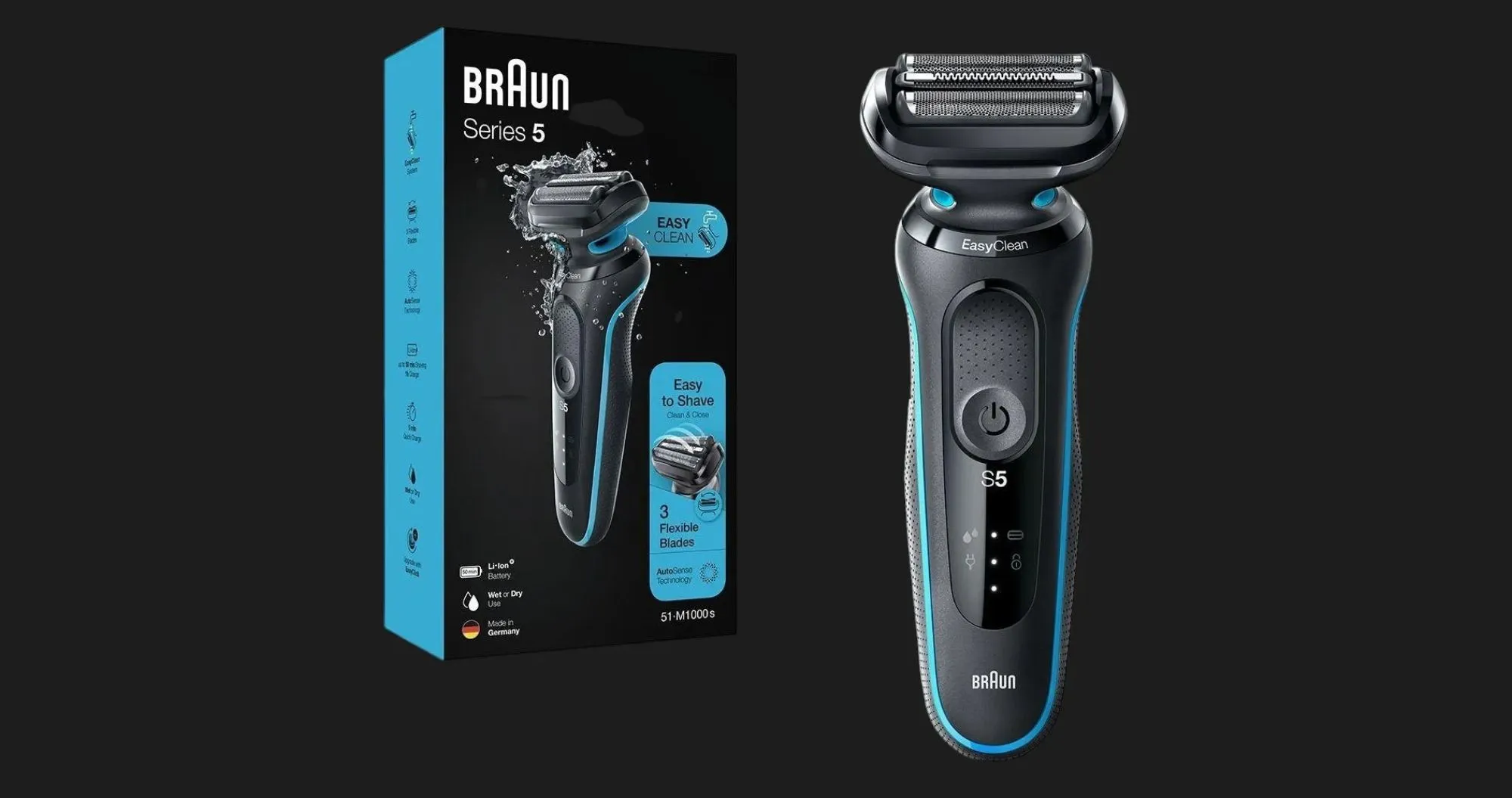 Електрична бритва BRAUN Series 5 Wet&Dry (51-M1000s) (Black/Mint)