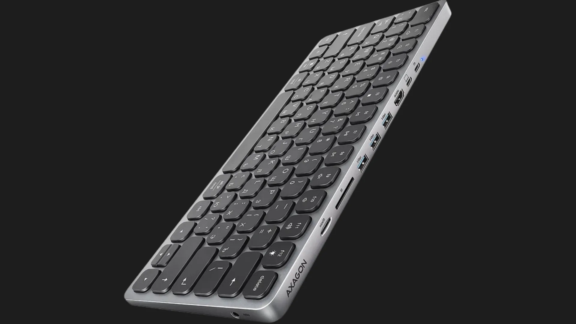Клавіатура AXAGON HMC-KB 9 in 1 Layout USB (Silver/Black) (UA)