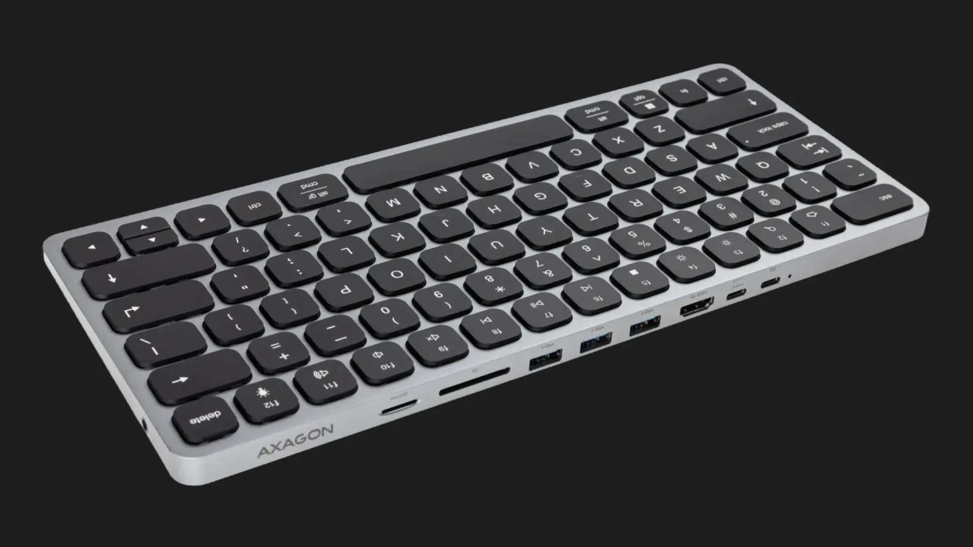 Клавіатура AXAGON HMC-KB 9 in 1 Layout USB (Silver/Black) (UA)