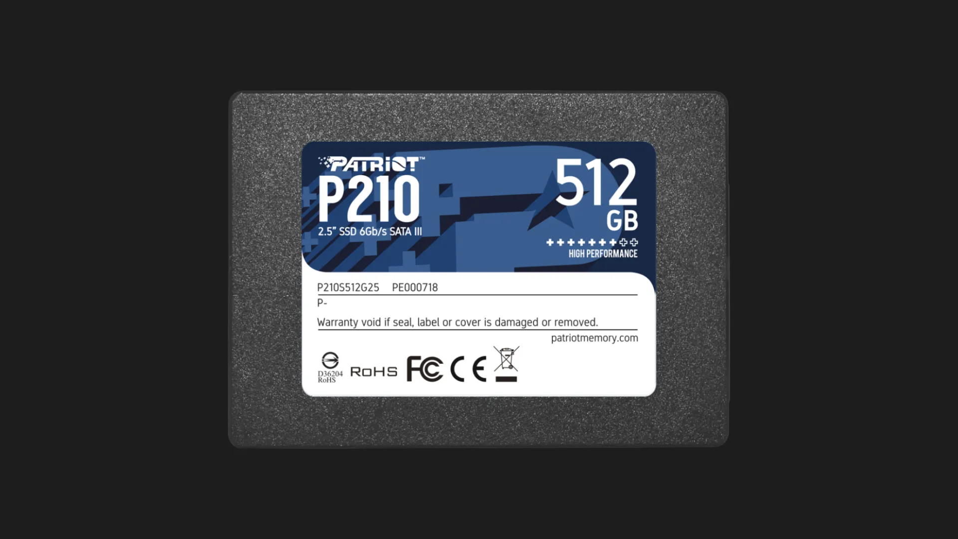 Накопичувач SSD Patriot P210 512GB SATA (P210S512G25)