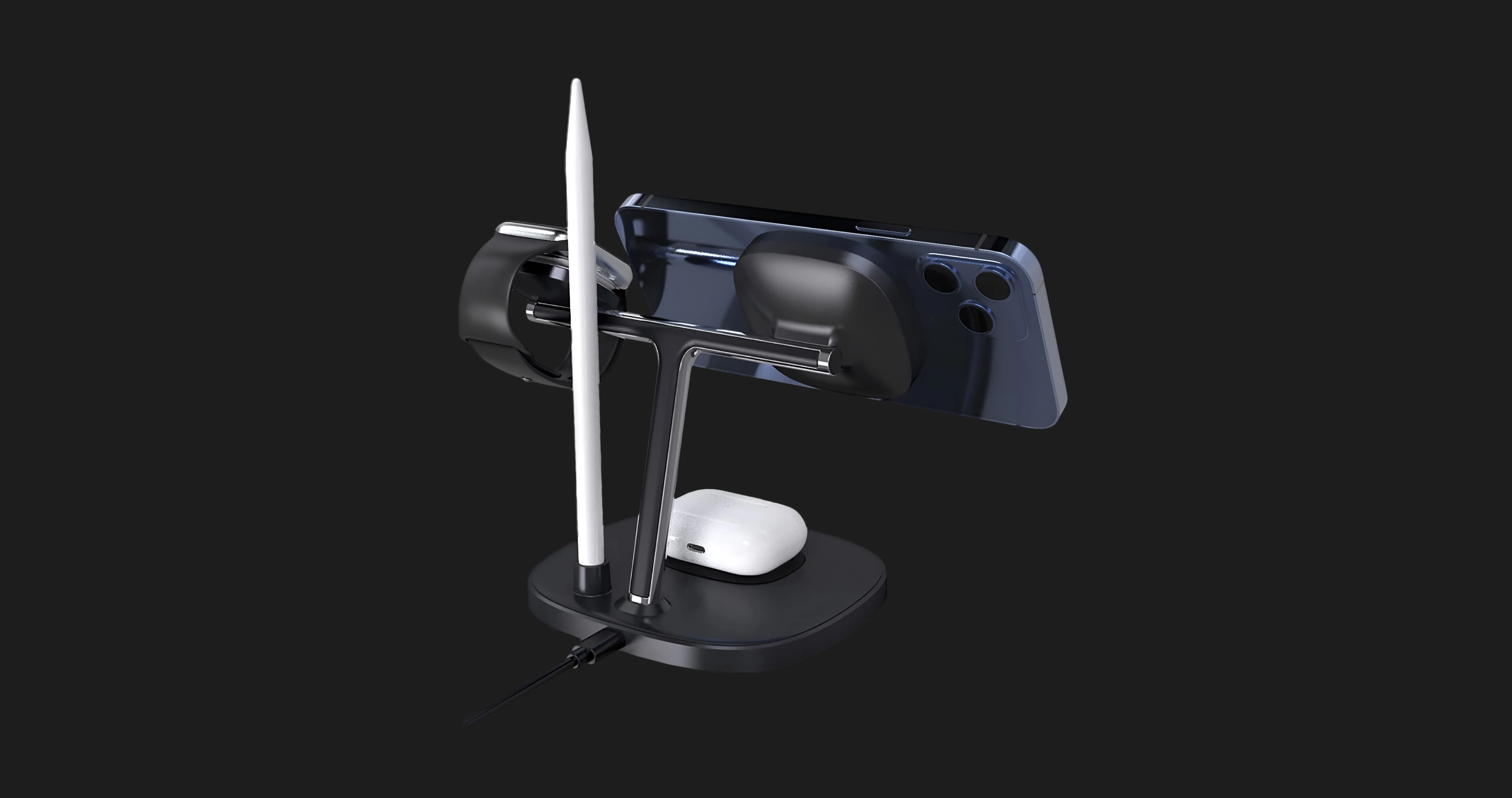 Бездротова зарядка WiWU 4-in-1 Wireless Charger (Black)