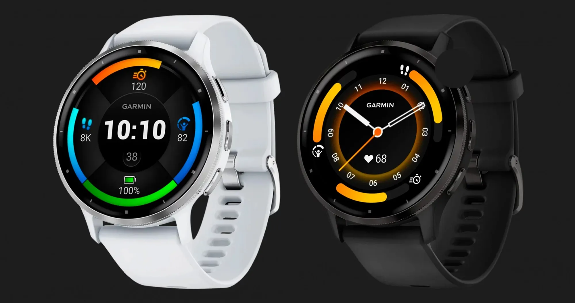 Garmin Venu 3 Silver Stainless Steel Bezel with Whitestone Case and Silicone Band