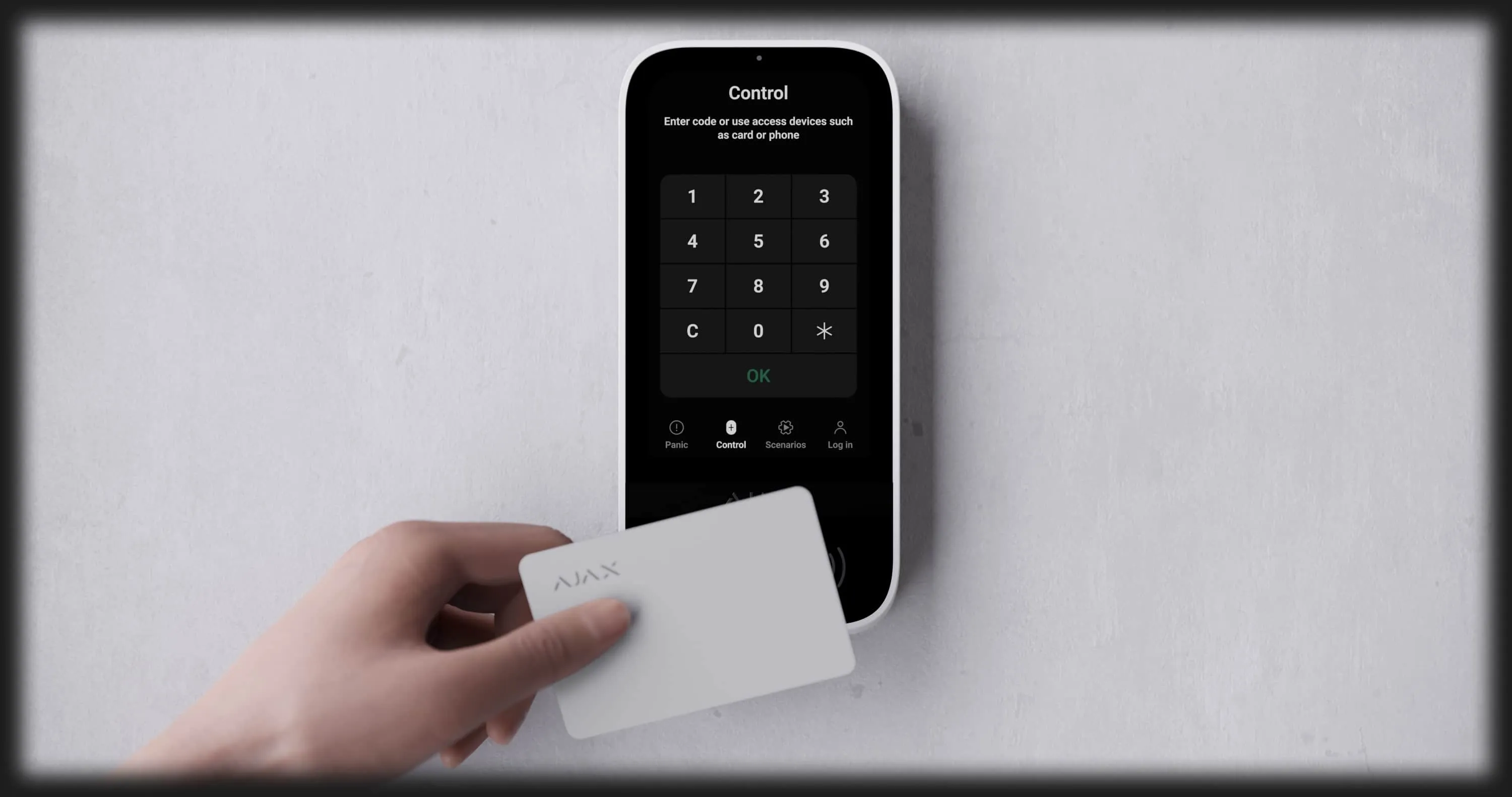 Клавіатура Ajax KeyPad TouchScreen з сенсорним дисплеєм (White)