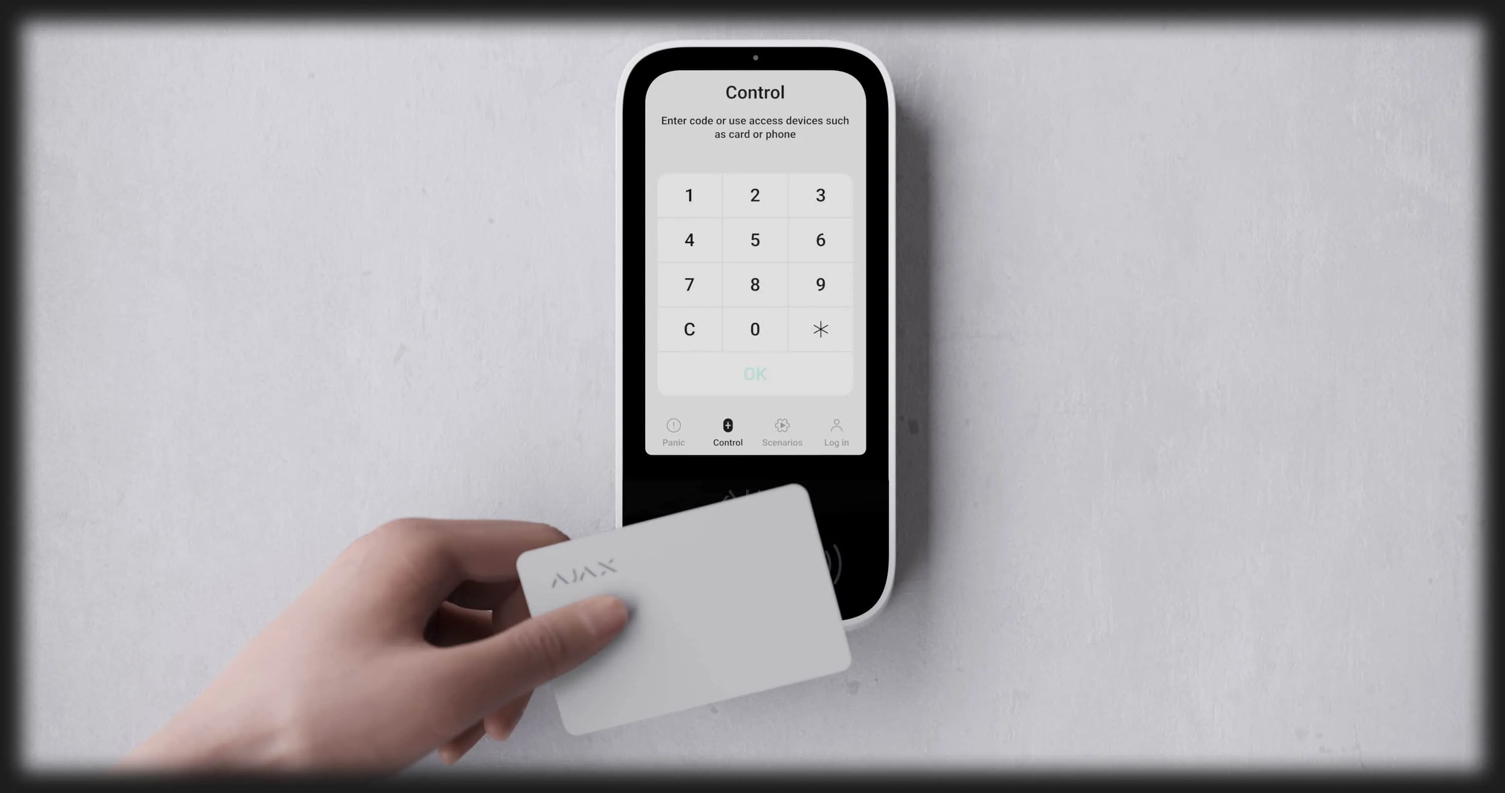 Клавіатура Ajax KeyPad TouchScreen з сенсорним дисплеєм (White)