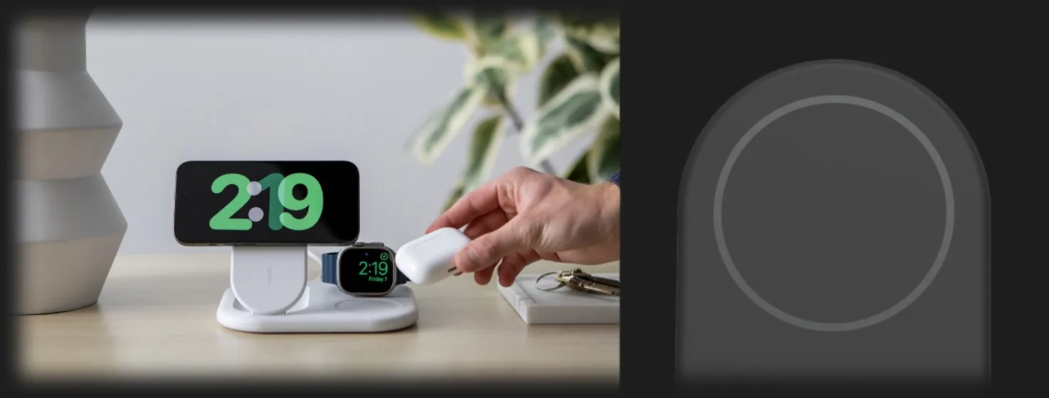 Безпровідна зарядка Belkin 3в1 Magnetic Foldable iPhone/Watch/AirPods, Qi2 15Вт (White)