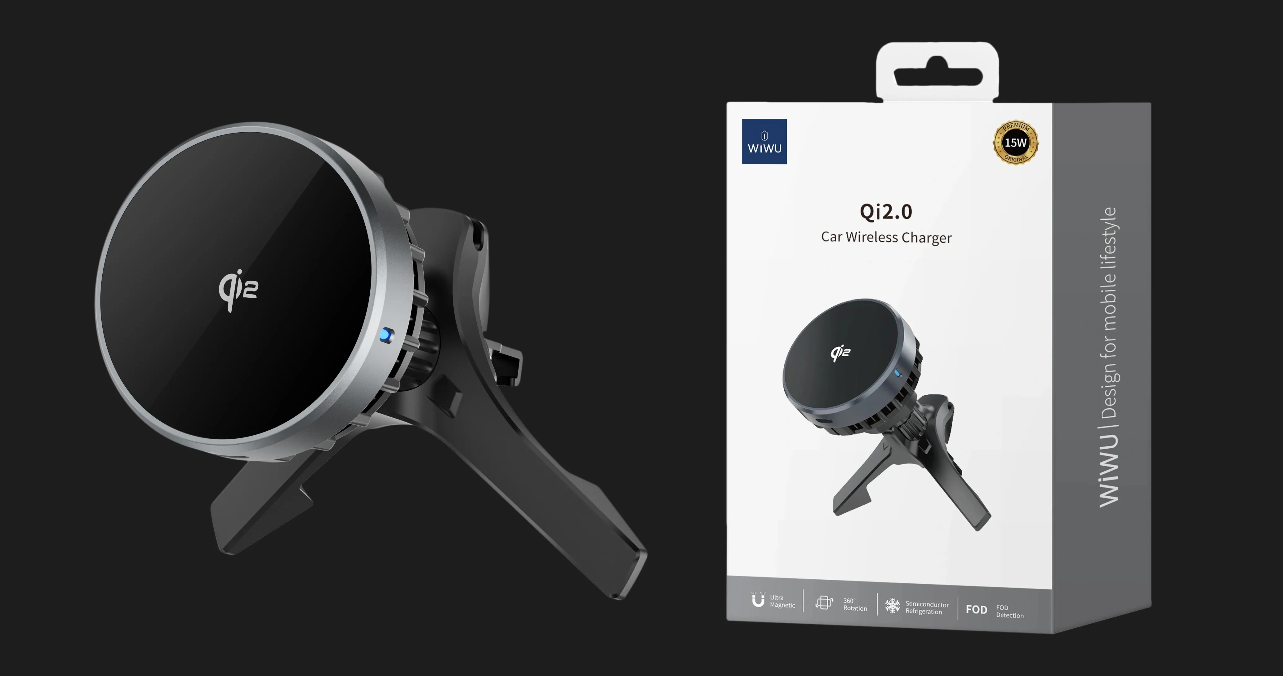 Автотримач WIWU Car Wireless Charger CH-319 Qi2.0 (Black)