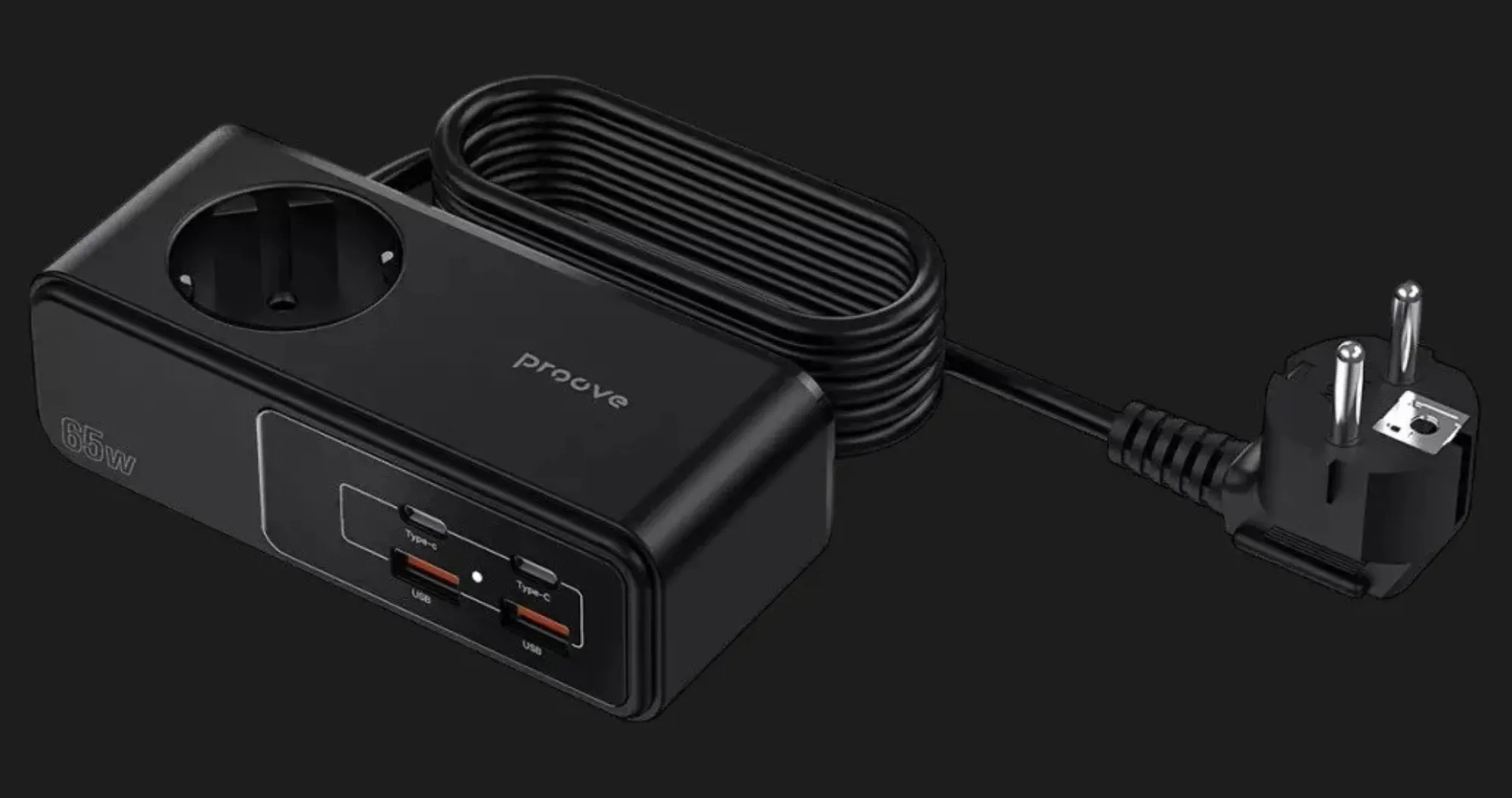 Мережевий фільтр Proove Homester Pro 65W (Розетка + 2 Type-C + 2 USB) 1.5M
