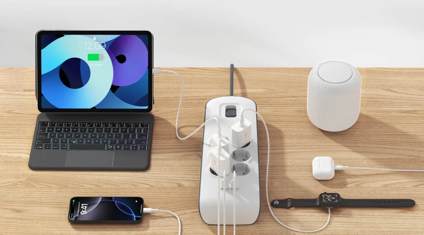 Мережевий фільтр Belkin 6хТип F, 3x1.5мм кв, 16А, 2xUSB-A 2.4A, з захистом від перенапруги,2м (White)
