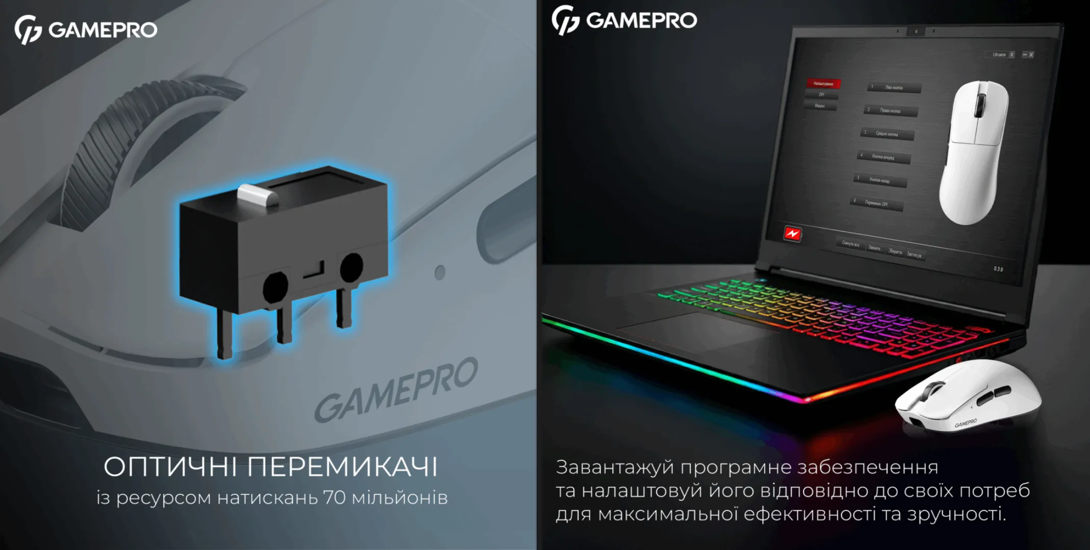 Ігрова миша GamePro Asgard Odin Wireless/USB-C 8K PAW3950 (GM035W) (White) (UA)